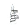 Aluminium brugtrap 60°  - totale hoogte 3.165 mm/hoogte onder platform 1.890 mm/aantal treden 2x8/breedte treden 800 mm/treden en platform gemaakt van gegolfd aluminium R 9