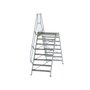 Aluminium brugtrap 60°  - totale hoogte 3.165 mm/hoogte onder platform 1.890 mm/aantal treden 2x8/breedte treden 1.000 mm/treden en platform gemaakt van gegolfd aluminium R 9