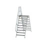 Aluminium brugtrap 60°  - totale hoogte 3.395 mm/hoogte onder platform 2.120 mm/aantal treden 2x9/breedte treden 1.000 mm/treden en platform gemaakt van gegolfd aluminium R 9