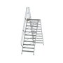 Aluminium brugtrap 60°  - totale hoogte 3.855 mm/hoogte onder platform 2.580 mm/aantal treden 2x11/breedte treden 1.000 mm/treden en platform gemaakt van gegolfd aluminium R 9