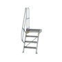 Aluminium vaste trap met platform 60°  - loodrechte hoogte 970 mm/aantal treden 4/breedte treden 600 mm/treden en platform gemaakt van gegolfd aluminium R 9