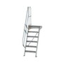 Aluminium vaste trap met platform 60°  - loodrechte hoogte 1.450 mm/aantal treden 6/breedte treden 600 mm/treden en platform gemaakt van gegolfd aluminium R 9