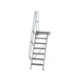 Aluminium vaste trap met platform 60°  - loodrechte hoogte 1.690 mm/aantal treden 7/breedte treden 600 mm/treden en platform gemaakt van gegolfd aluminium R 9