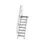 Aluminium vaste trap met platform 60°  - loodrechte hoogte 1.940 mm/aantal treden 8/breedte treden 600 mm/treden en platform gemaakt van gegolfd aluminium R 9
