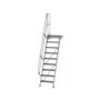 Aluminium vaste trap met platform 60°  - loodrechte hoogte 2.180 mm/aantal treden 9/breedte treden 600 mm/treden en platform gemaakt van gegolfd aluminium R 9