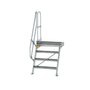 Aluminium vaste trap met platform 60°  - loodrechte hoogte 970 mm/aantal treden 4/breedte treden 800 mm/treden en platform gemaakt van gegolfd aluminium R 9