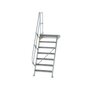 Aluminium vaste trap met platform 60°  - loodrechte hoogte 1.690 mm/aantal treden 7/breedte treden 800 mm/treden en platform gemaakt van gegolfd aluminium R 9