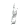 Aluminium vaste trap met platform 60°  - loodrechte hoogte 3.640 mm/aantal treden 15/breedte treden 800 mm/treden en platform gemaakt van gegolfd aluminium R 9
