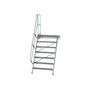 Aluminium vaste trap met platform 60°  - loodrechte hoogte 1.690 mm/aantal treden 7/breedte treden 1.000 mm/treden en platform gemaakt van gegolfd aluminium R 9