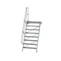 Aluminium vaste trap met platform 60°  - loodrechte hoogte 1.940 mm/aantal treden 8/breedte treden 1.000 mm/treden en platform gemaakt van gegolfd aluminium R 9