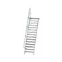 Aluminium vaste trap met platform 60°  - loodrechte hoogte 3.640 mm/aantal treden 15/breedte treden 1.000 mm/treden en platform gemaakt van gegolfd aluminium R 9