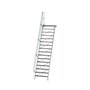 Aluminium vaste trap met platform 60°  - loodrechte hoogte 3.880 mm/aantal treden 16/breedte treden 1.000 mm/treden en platform gemaakt van gegolfd aluminium R 9