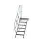 Aluminium vaste trap met platform 45°  - loodrechte hoogte 1.250 mm/aantal treden 6/breedte treden 600 mm/treden en platform gemaakt van gegolfd aluminium R 9