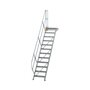 Aluminium vaste trap met platform 45°  - loodrechte hoogte 2.500 mm/aantal treden 12/breedte treden 600 mm/treden en platform gemaakt van gegolfd aluminium R 9