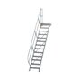 Aluminium vaste trap met platform 45°  - loodrechte hoogte 2.700 mm/aantal treden 13/breedte treden 600 mm/treden en platform gemaakt van gegolfd aluminium R 9