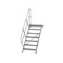 Aluminium vaste trap met platform 45°  - loodrechte hoogte 1.460 mm/aantal treden 7/breedte treden 800 mm/treden en platform gemaakt van gegolfd aluminium R 9