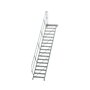 Aluminium vaste trap met platform 45°  - loodrechte hoogte 3.540 mm/aantal treden 17/breedte treden 800 mm/treden en platform gemaakt van gegolfd aluminium R 9