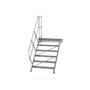 Aluminium vaste trap met platform 45°  - loodrechte hoogte 1.250 mm/aantal treden 6/breedte treden 1.000 mm/treden en platform gemaakt van gegolfd aluminium R 9