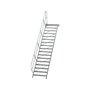 Aluminium vaste trap met platform 45°  - loodrechte hoogte 3.540 mm/aantal treden 17/breedte treden 1.000 mm/treden en platform gemaakt van gegolfd aluminium R 9