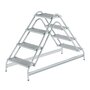 Aluminium werkplatform  - dubbelzijdig oploopbaar/werkhoogte 3.0 m/platformhoogte 970 mm/aantal treden 2x4/treden en platform gemaakt van aluminium