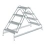 Aluminium werkplatform  - dubbelzijdig oploopbaar/werkhoogte 3.0 m/platformhoogte 970 mm/aantal treden 2x4/treden en platform gemaakt van aluminium