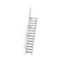 Aluminium vaste trap 60° - loodrechte hoogte 3.400 mm/aantal treden 14/breedte treden 600 mm/treden gemaakt van gegolfd aluminium R 9