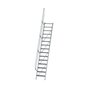 Aluminium vaste trap 60° - loodrechte hoogte 3.640 mm/aantal treden 15/breedte treden 600 mm/treden gemaakt van gegolfd aluminium R 9