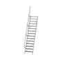 Aluminium vaste trap 60° - loodrechte hoogte 3.640 mm/aantal treden 15/breedte treden 800 mm/treden gemaakt van gegolfd aluminium R 9