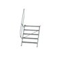 Aluminium vaste trap 60° - loodrechte hoogte 1.210 mm/aantal treden 5/breedte treden 1.000 mm/treden gemaakt van gegolfd aluminium R 9