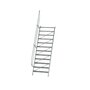 Aluminium vaste trap 60° - loodrechte hoogte 2.900 mm/aantal treden 12/breedte treden 1.000 mm/treden gemaakt van gegolfd aluminium R 9