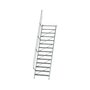 Aluminium vaste trap 60° - loodrechte hoogte 3.400 mm/aantal treden 14/breedte treden 1.000 mm/treden gemaakt van gegolfd aluminium R 9