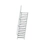 Aluminium vaste trap 60° - loodrechte hoogte 3.640 mm/aantal treden 15/breedte treden 1.000 mm/treden gemaakt van gegolfd aluminium R 9