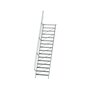 Aluminium vaste trap 60° - loodrechte hoogte 3.880 mm/aantal treden 16/breedte treden 1.000 mm/treden gemaakt van gegolfd aluminium R 9