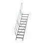 Aluminium vaste trap 45° - loodrechte hoogte 2.080 mm/aantal treden 10/breedte treden 600 mm/treden gemaakt van gegolfd aluminium R 9