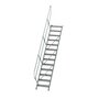 Aluminium vaste trap 45° - loodrechte hoogte 2.700 mm/aantal treden 13/breedte treden 600 mm/treden gemaakt van gegolfd aluminium R 9