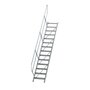 Aluminium vaste trap 45° - loodrechte hoogte 2.910 mm/aantal treden 14/breedte treden 600 mm/treden gemaakt van gegolfd aluminium R 9