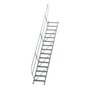 Aluminium vaste trap 45° - loodrechte hoogte 3.120 mm/aantal treden 15/breedte treden 600 mm/treden gemaakt van gegolfd aluminium R 9