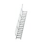 Aluminium vaste trap 45° - loodrechte hoogte 3.330 mm/aantal treden 16/breedte treden 600 mm/treden gemaakt van gegolfd aluminium R 9