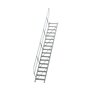 Aluminium vaste trap 45° - loodrechte hoogte 3.540 mm/aantal treden 17/breedte treden 600 mm/treden gemaakt van gegolfd aluminium R 9