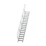 Aluminium vaste trap 45° - loodrechte hoogte 3.540 mm/aantal treden 17/breedte treden 600 mm/treden gemaakt van gegolfd aluminium R 9