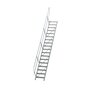 Aluminium vaste trap 45° - loodrechte hoogte 3.750 mm/aantal treden 18/breedte treden 600 mm/treden gemaakt van gegolfd aluminium R 9