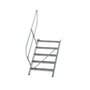 Aluminium vaste trap 45° - loodrechte hoogte 1.040 mm/aantal treden 5/breedte treden 800 mm/treden gemaakt van gegolfd aluminium R 9