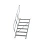 Aluminium vaste trap 45° - loodrechte hoogte 1.250 mm/aantal treden 6/breedte treden 800 mm/treden gemaakt van gegolfd aluminium R 9