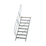 Aluminium vaste trap 45° - loodrechte hoogte 1.670 mm/aantal treden 8/breedte treden 800 mm/treden gemaakt van gegolfd aluminium R 9