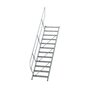 Aluminium vaste trap 45° - loodrechte hoogte 2.500 mm/aantal treden 12/breedte treden 800 mm/treden gemaakt van gegolfd aluminium R 9