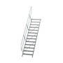 Aluminium vaste trap 45° - loodrechte hoogte 2.700 mm/aantal treden 13/breedte treden 800 mm/treden gemaakt van gegolfd aluminium R 9