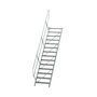 Aluminium vaste trap 45° - loodrechte hoogte 2.910 mm/aantal treden 14/breedte treden 800 mm/treden gemaakt van gegolfd aluminium R 9