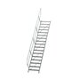 Aluminium vaste trap 45° - loodrechte hoogte 3.540 mm/aantal treden 17/breedte treden 800 mm/treden gemaakt van gegolfd aluminium R 9