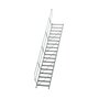 Aluminium vaste trap 45° - loodrechte hoogte 3.750 mm/aantal treden 18/breedte treden 800 mm/treden gemaakt van gegolfd aluminium R 9