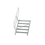 Aluminium vaste trap 45° - loodrechte hoogte 1.040 mm/aantal treden 5/breedte treden 1.000 mm/treden gemaakt van gegolfd aluminium R 9